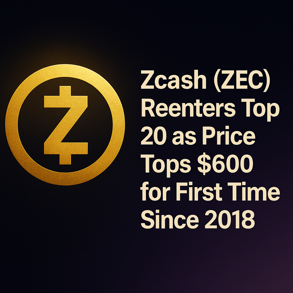 Zcash (ZEC) price breaks above $600; top 20 return